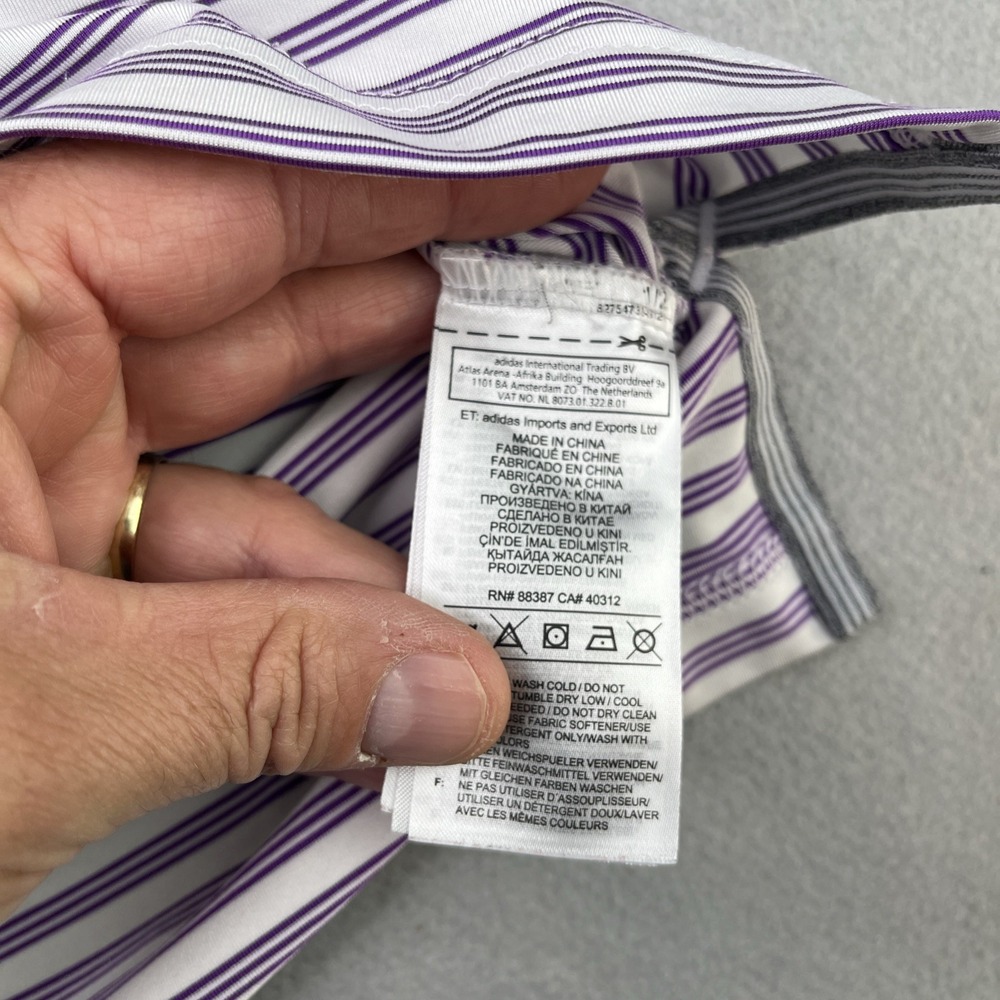 Adidas Golf Performance Polo Mens Large Purple Striped Shirt Memorial Tournament - Picture 6 of 12